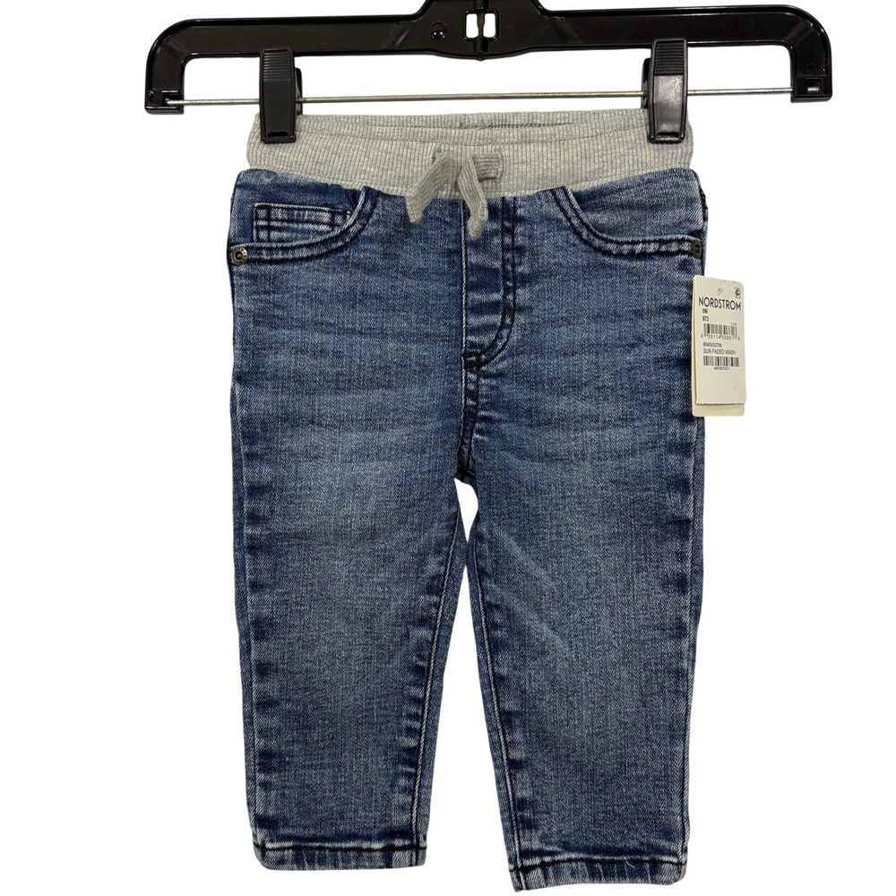 Tucker + Tate Baby Sun Faded Wash Denim Jeans Grey Ribbed Waistband 9M NWT